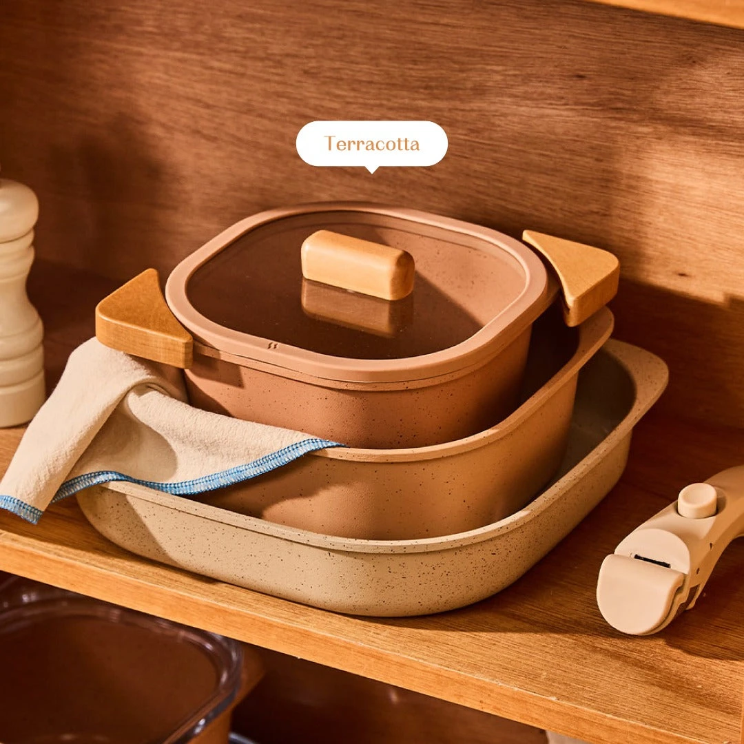 Neoflam FIKA Objet Comfort Cookware 7pcs Set Terre Cotta 2 Neoflam FIKA Objet Comfort Cookware 7pcs Set Terre Cotta - Image 2