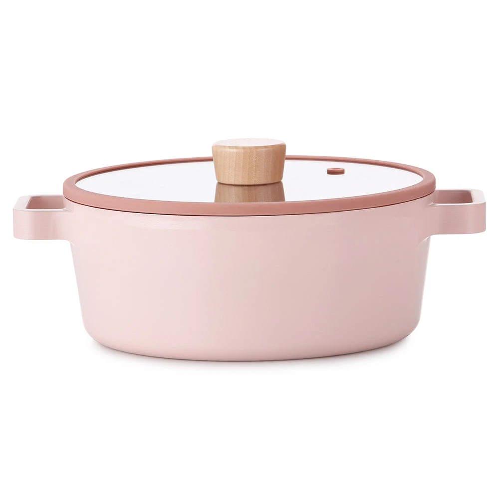 Neoflam Fika 22cm Stockpot Induction With Silicon Rim Glass Lid Pink 2 Neoflam Fika 22cm Stockpot Induction With Silicon Rim Glass Lid Pink - Image 2