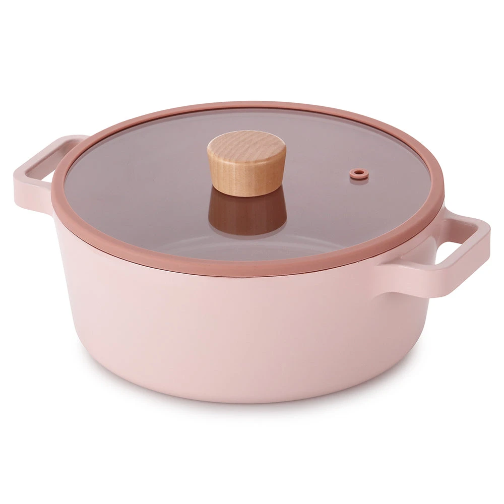 Neoflam Fika 22cm Stockpot Induction With Silicon Rim Glass Lid Pink 3 Neoflam Fika 22cm Stockpot Induction With Silicon Rim Glass Lid Pink - Image 3
