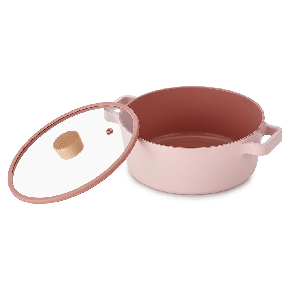 Neoflam Fika 22cm Stockpot Induction With Silicon Rim Glass Lid Pink 4 Neoflam Fika 22cm Stockpot Induction With Silicon Rim Glass Lid Pink - Image 4
