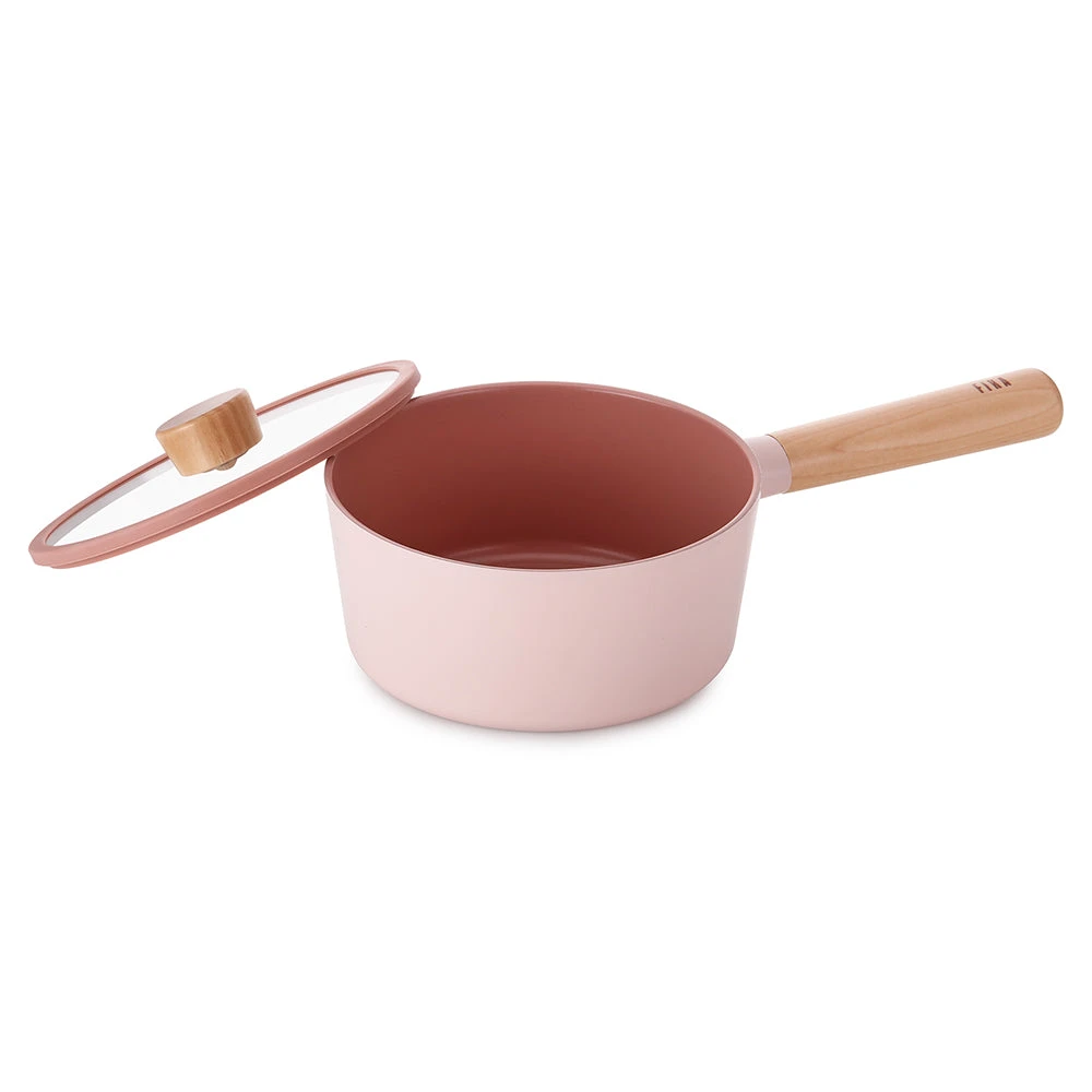Neoflam Fika 18cm Saucepan Induction With Glass Lid And Silicon Rim Pink 2 Neoflam Fika 18cm Saucepan Induction With Glass Lid And Silicon Rim Pink - Image 2