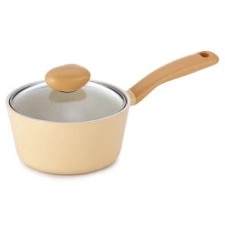 Neoflam Retro Flan 18cm Saucepan Induction With Glass Lid Yellow