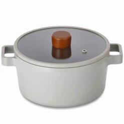 Neoflam Fika Reserve 24cm Stockpot Induction With Silicon Rim Glass Lid Midnight Green