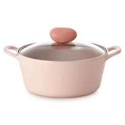 Neoflam Retro Sherbet 18cm Stockpot Induction With Glass Lid Peach
