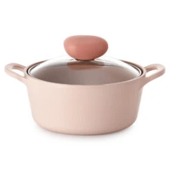 Neoflam Retro Sherbet 22cm Stockpot Induction With Glass Lid Peach