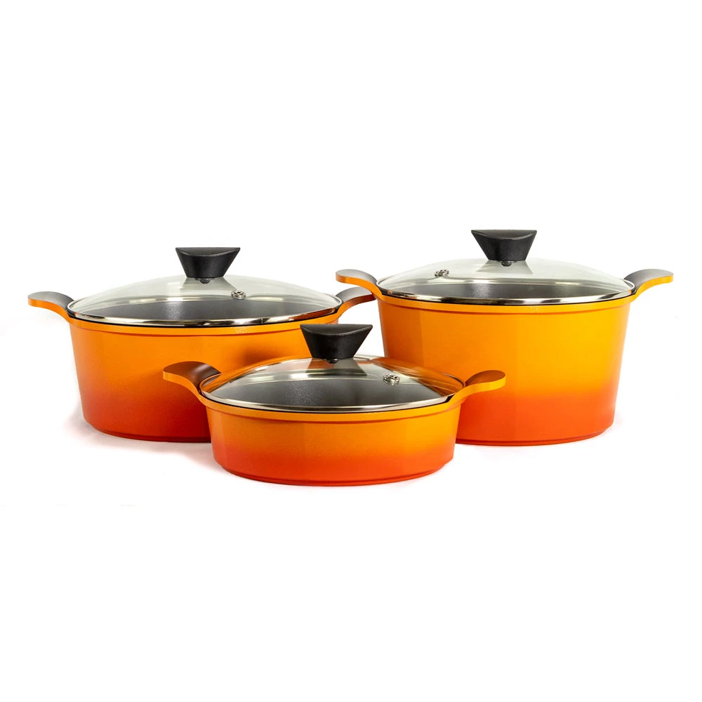 Neoflam Venn Orange Induction Set 3 Piece Set 26, 28 24 Low Casseroles 1 Neoflam Venn Orange Induction Set 3 Piece Set 26, 28 24 Low Casseroles