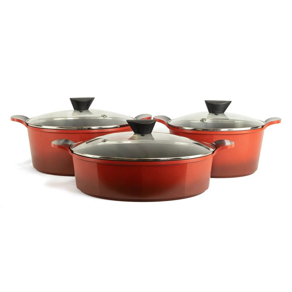 Neoflam Venn Red Induction Set 3 Piece 24, 28cm Casserole And 28 Low Casserole 1 Neoflam Venn Red Induction Set 3 Piece 24, 28cm Casserole And 28 Low Casserole