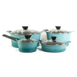 Neoflam Venn Turquoise Induction Set 4 Piece 24cm Low 26, 32cm Casserole And 18cm Saucepan