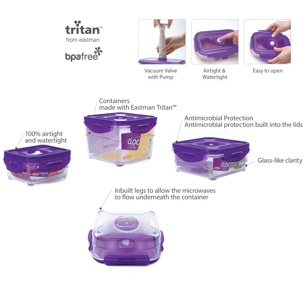 Neoflam CLOC Tritan Vacuum Container Square 2.5L - BPA Fee 7 Neoflam CLOC Tritan Vacuum Container Square 2.5L - BPA Fee - Image 7