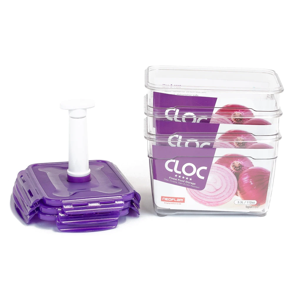 Neoflam CLOC Tritan Vacuum Seal Container 3 X 3.3L 4pc Set - Rectangle 3 Neoflam CLOC Tritan Vacuum Seal Container 3 X 3.3L 4pc Set - Rectangle - Image 3